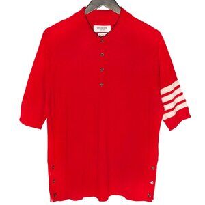 Thom Browne Red Cashmere 4-Bar Short Sleeve Knit Polo Shirt